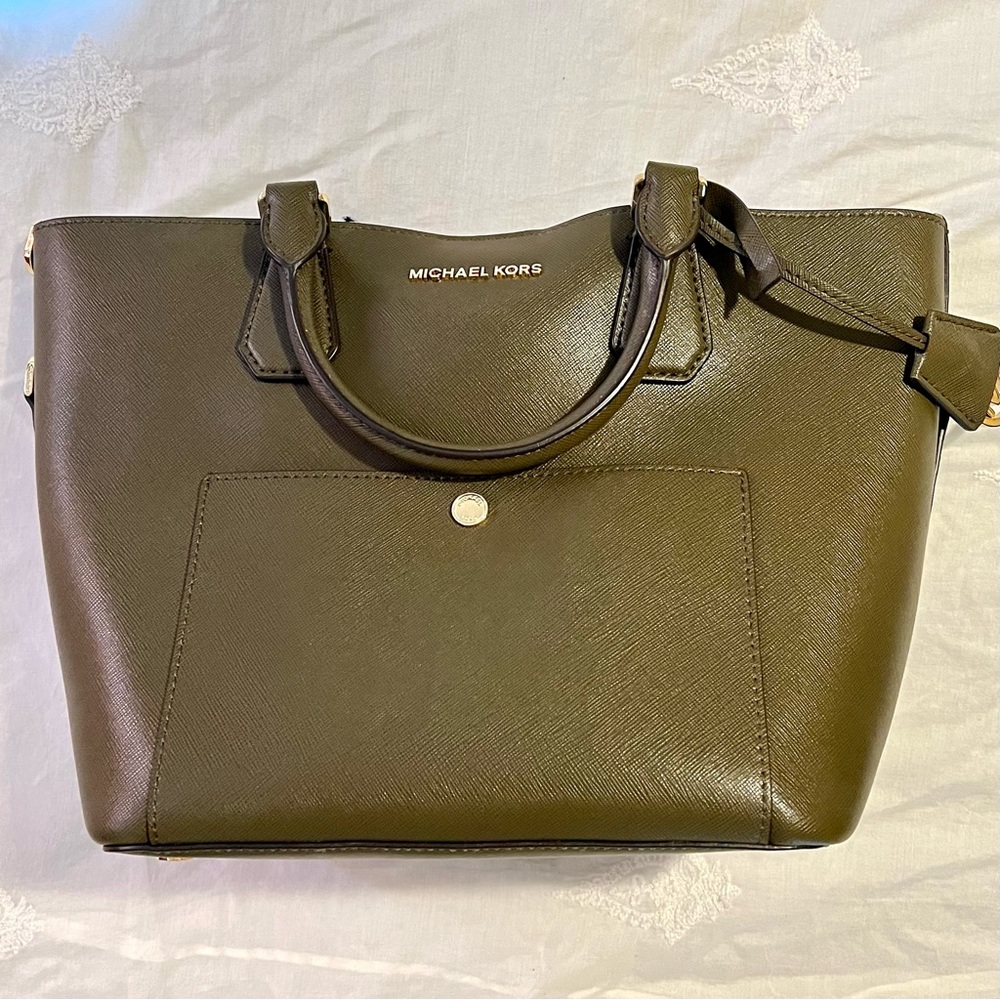 Michael Kors olive green handbag satchel purse